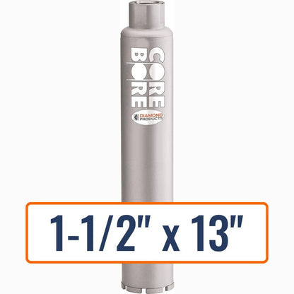 Diamond Products 1-1/2" x 13" Wet Professional Core Drill Bit with 5/8"-11 Hub - Fast drilling in general concrete