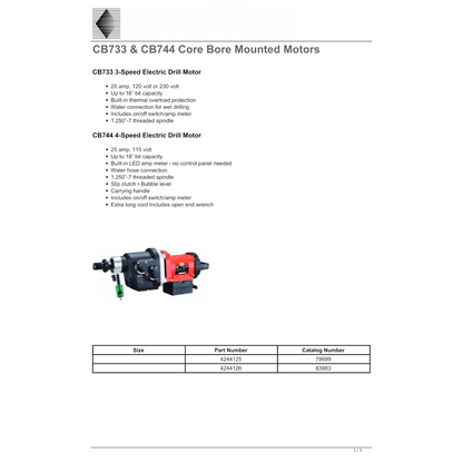 Core Bore Drill CB733 16" - 20AMP|1PH|115V - Rig-Mounted