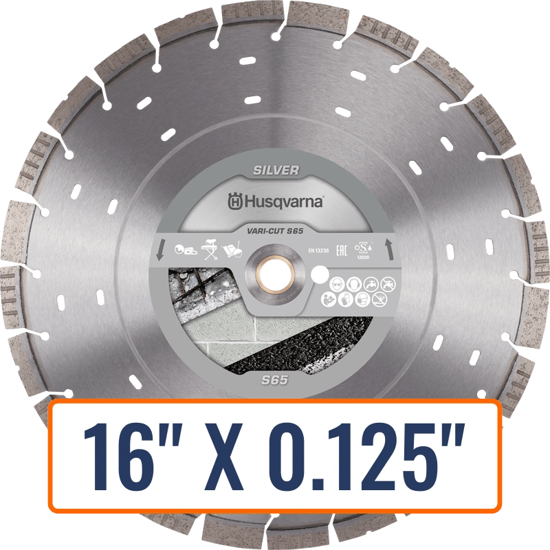 Cut and break saw blades, specifically the Husqvarna Vari-Cut S65 Diamond Saw Blade, ideal for masonry and hardscaping projects.