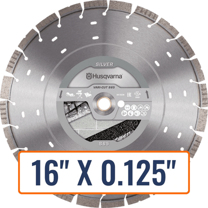 Cut and break saw blades, specifically the Husqvarna Vari-Cut S65 Diamond Saw Blade, ideal for masonry and hardscaping projects.