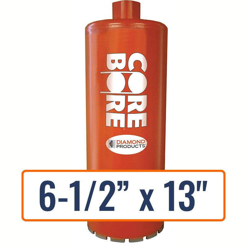 Diamond Products 6-1/2" x 13" Wet Segmented Core Drill Bit with 1-1/4"-7 Hub Size for General Purpose Applications.