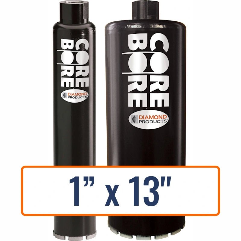 Diamond Products 1" x 13" Wet Segmented Core Drill Bit for Hard Agg w/ Reinforcement - 5/8"-11 Hub