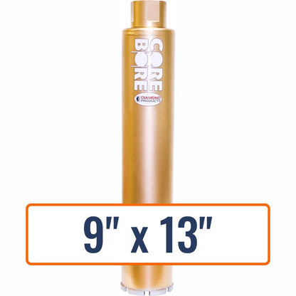 Diamond Products 9" x 13" Wet Segmented Core Drill Bit for glass with 1-1/4"-7 hub size.