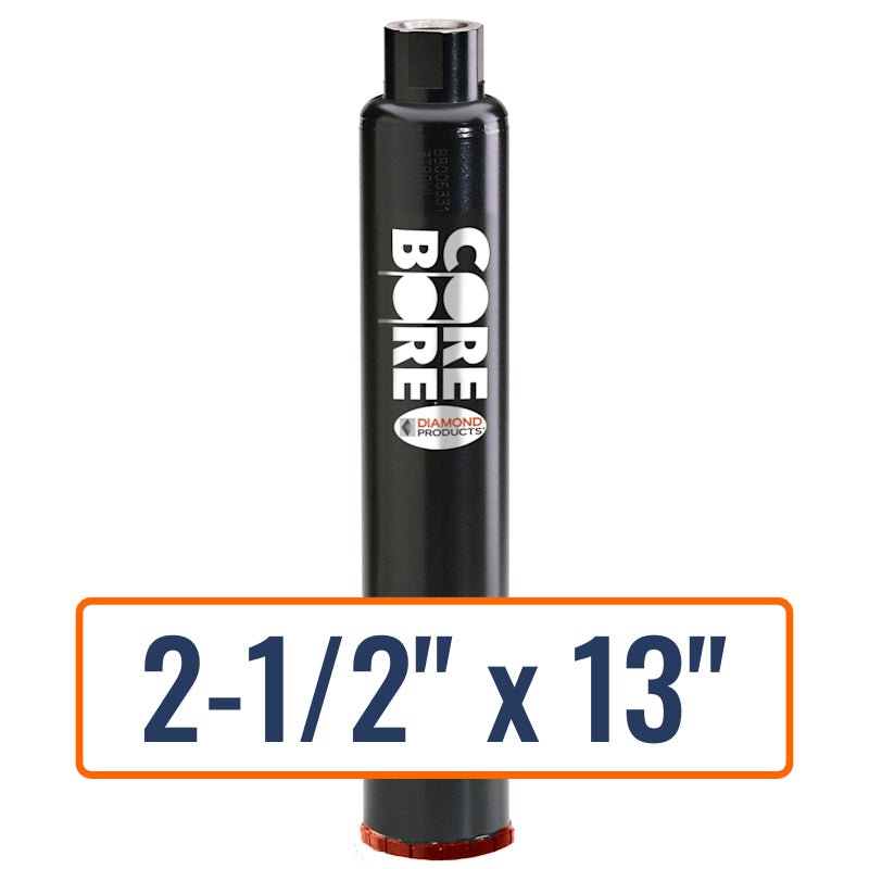 Diamond Products 2-1/2" x 13" Precast Concrete Core Drill Bit with 1-1/4"-7 Hub Size