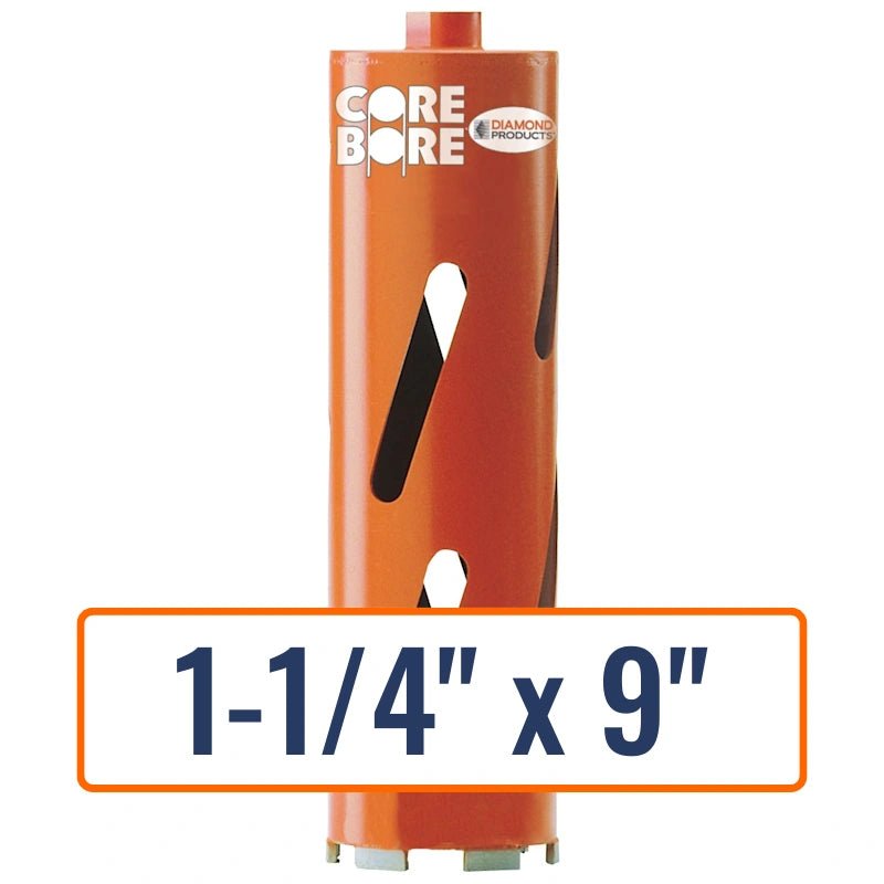 Diamond Products BDH1250 Dry Core Drill Bit 1-1/4" x 9" with 5/8"-11 Hub Size