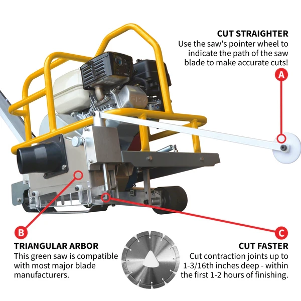 Walk Behind Concrete Saw - Honda GX120, 3.5 HP - 1 3/16" Depth - ꜛ6" Blade