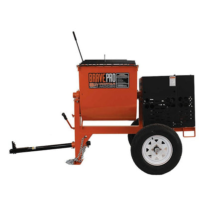 Brave Mortar Mixer with 8-cubic foot drum, Honda GX240 engine, safety features, and durable design.
