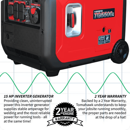 5500 Watt Inverter Generator Super Quiet Portable Gas Power Professional Use