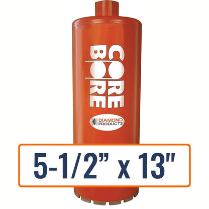 Diamond Products 5-1/2" x 13" Wet Segmented Core Drill Bit for Hard Materials and River Rock with Reinforcement