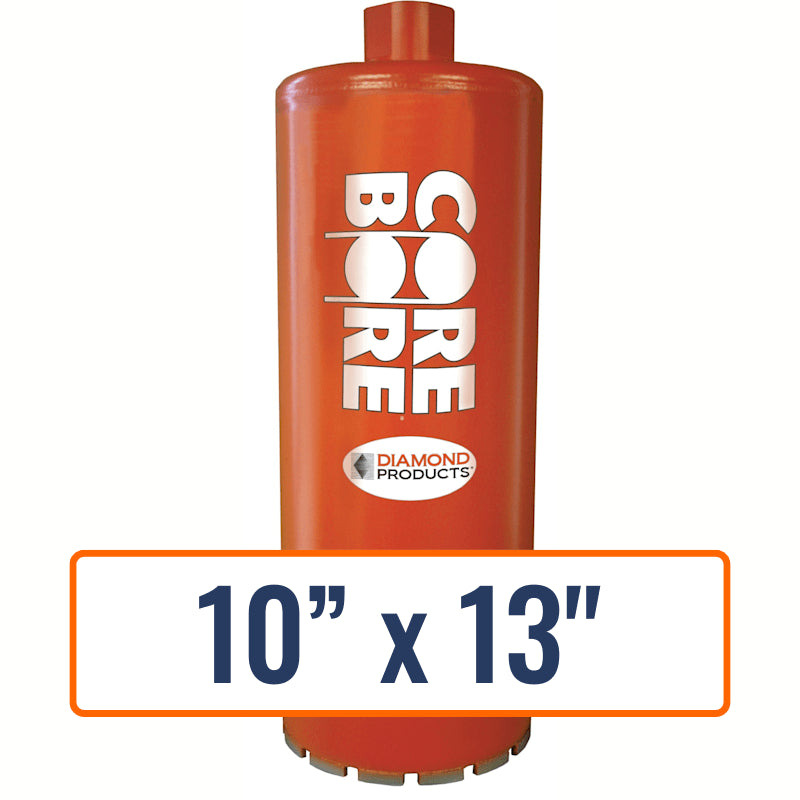 Diamond Products 10" x 13" Wet Segmented Core Drill Bit with 1-1/4"-7 Hub Size for General Purpose - Wide Space Application