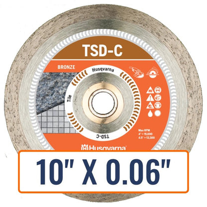Granite saw blade, Husqvarna TSD-C Diamond Saw Blade, designed for precise cutting of tiles and stone.