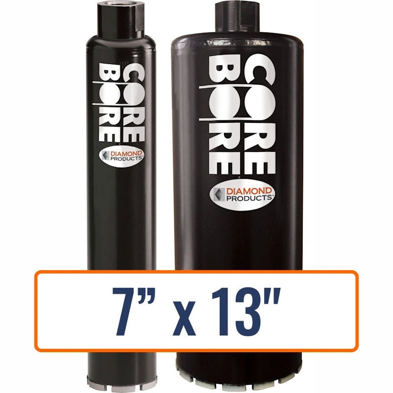 Diamond Products 7" x 13" Wet Segmented Core Drill Bit with 1-1/4"-7 Hub Size for General Purpose - Wide Space Applications.