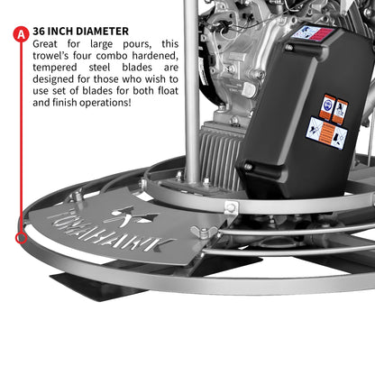 36" Honda Concrete Fast Pitch Power Trowel with 9HP Honda GX270 Finishing Blades Finishing Tool