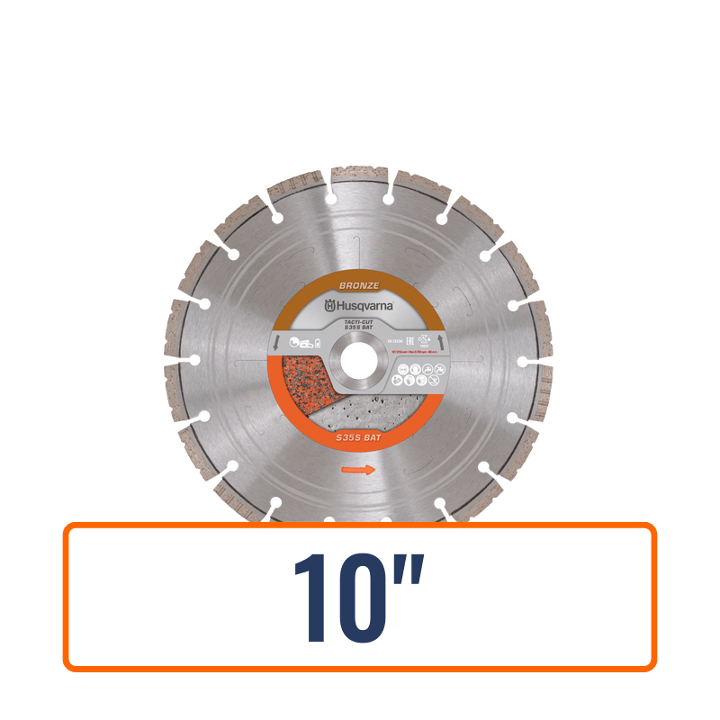 Husqvarna battery saw blade, Tacti-Cut S35S BAT, designed for cutting through various materials in both wet and dry conditions.