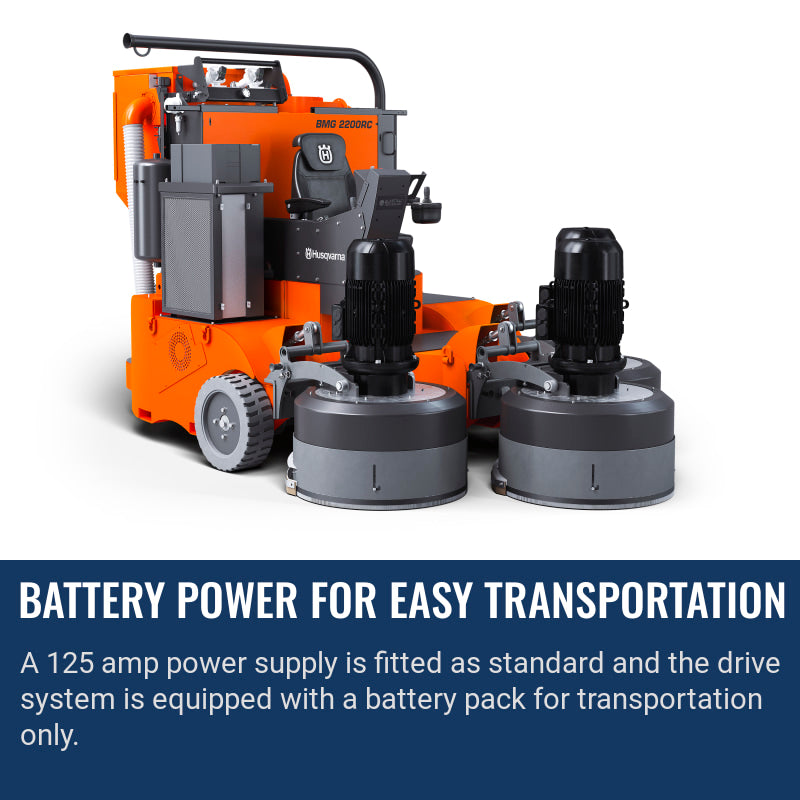 Husqvarna Blastrac BMG 2200RC Battery power for easy transportation