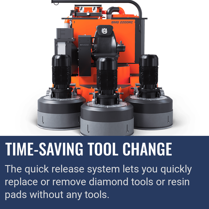 Husqvarna Blastrac BMG 2200RC, Time-saving tool change