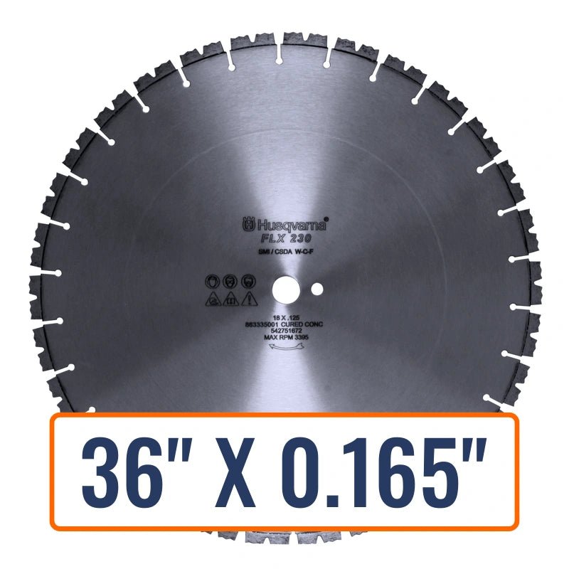 Husqvarna concrete saw blade FLX 230, a robust diamond cutting blade for efficient cutting through medium-hard cured concrete.