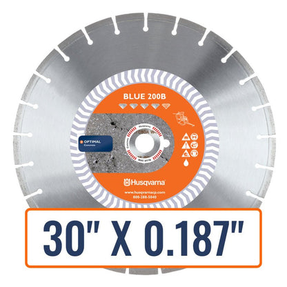 Husqvarna saw blades - The robust Blue 200B diamond blade, ideal for medium-hard aggregate and light steel cutting.