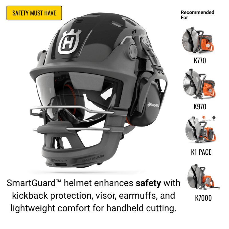 Husqvarna K770 Power Cutter 14" Bundle w/ Vari-Cut S45 Blade, Smartguard PE10H Helmet & 2 Pairs Ironclad Gloves - Save $300!