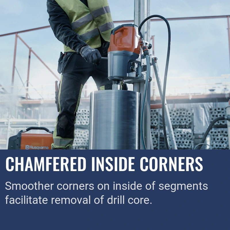 Husqvarna ELITE-DRILL™ D1610, Chamfered inside corners