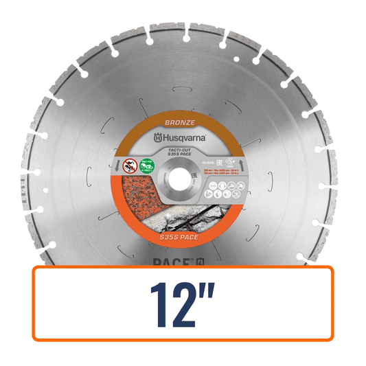 Masonry saw blades showcasing Husqvarna TACTI-CUT Diamond Saw Blade, optimized for cutting block, brick, granite, and concrete.