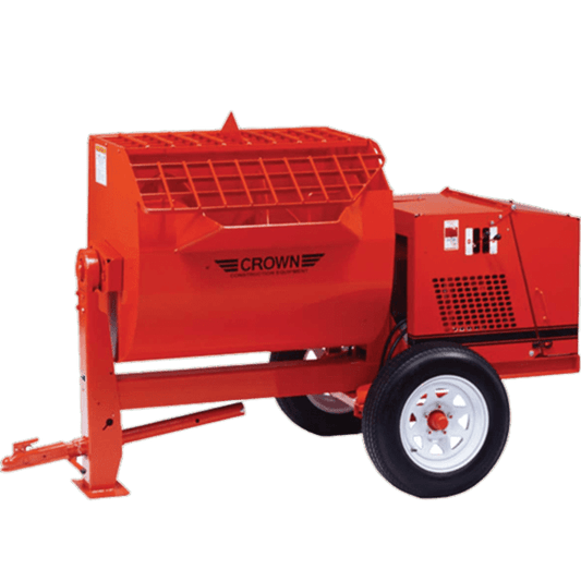 Crown Construction Equipment 16 Cu Ft Mortar/Plaster Mixer with Honda Engine, Hydraulic Drive/Dump, Highway Towable