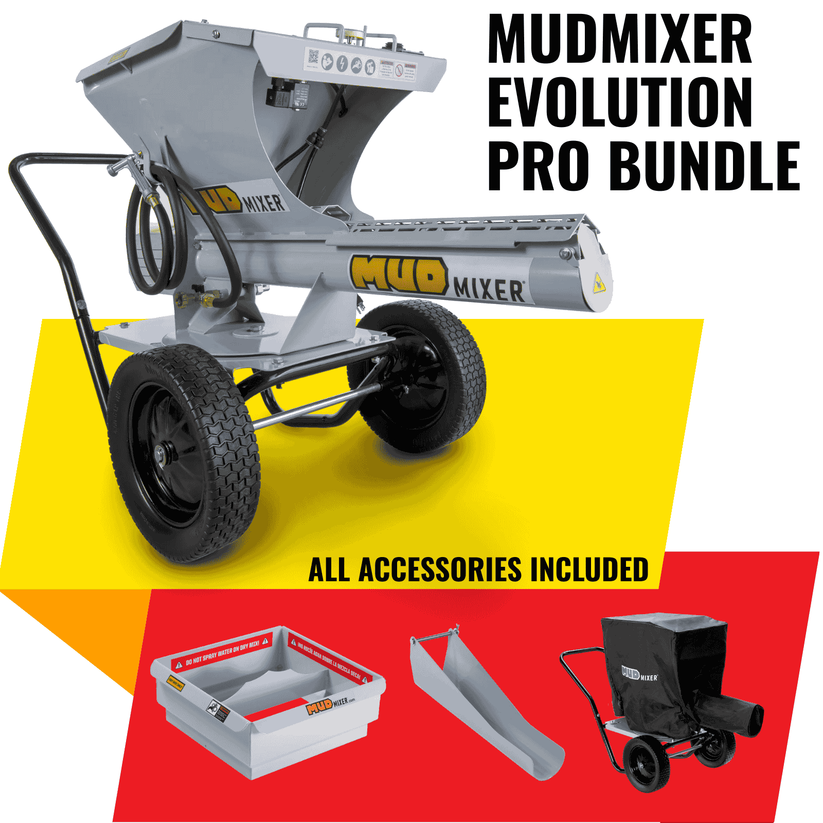 Save $1,070! MudMixer Evolution PRO Bundle – Hopper, Chute & Cover Included