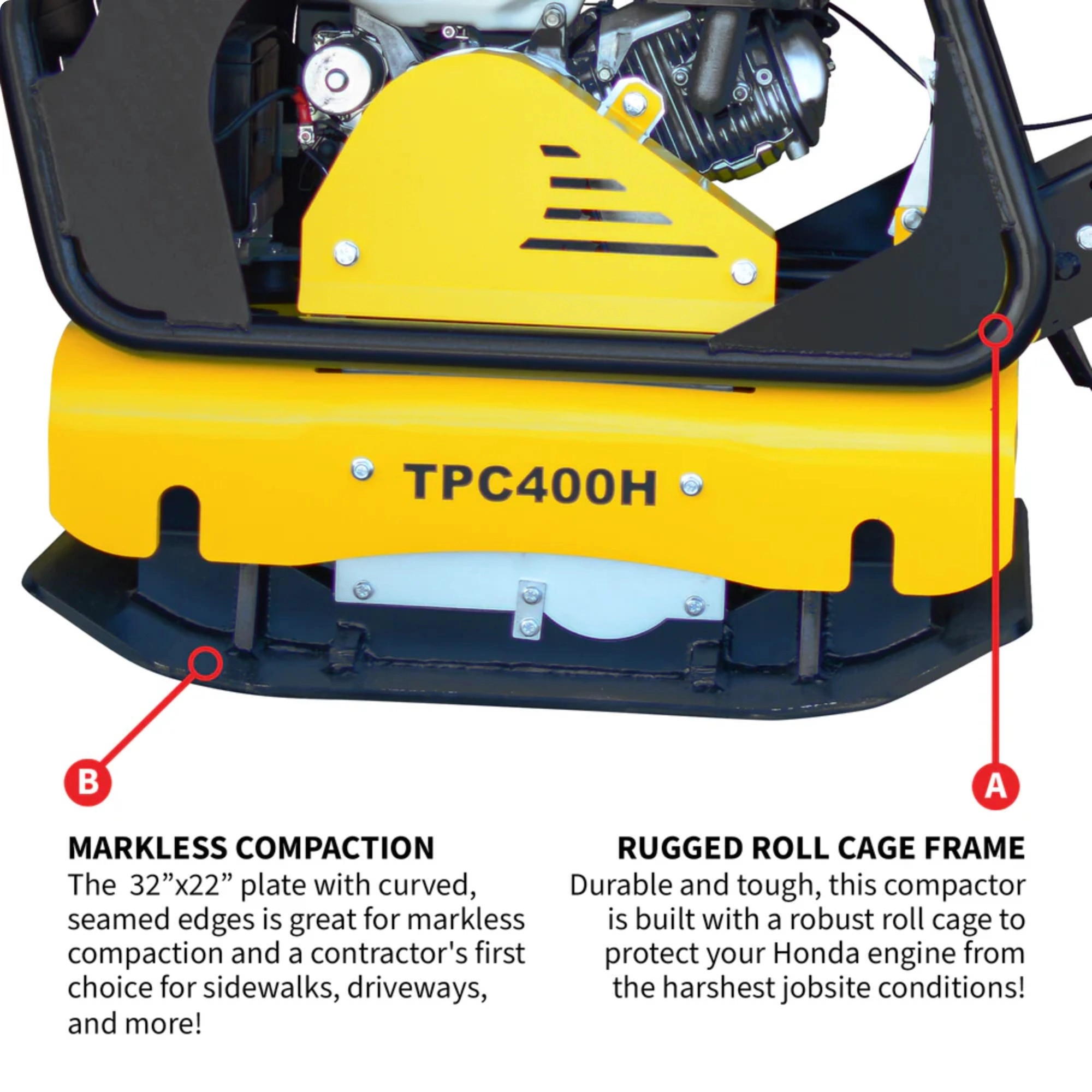 Reversible Plate Compactor - Gas - Honda GX270 - 9HP - TPC400H