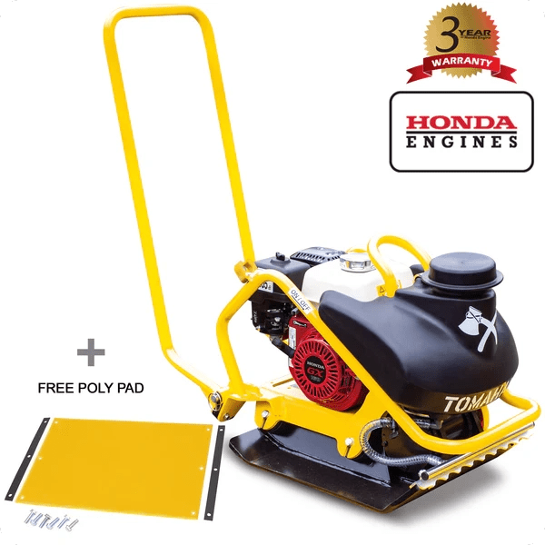 Jobsite plate compactor with Honda engine and heavy-duty base
