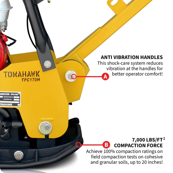 Reversible Plate Compactor - Gas - Honda GX200 - 6.5HP - TPC170H