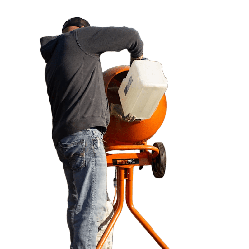 Brave portable concrete mixer with 5 cu ft capacity, sturdy steel construction, and versatile design for small construction j