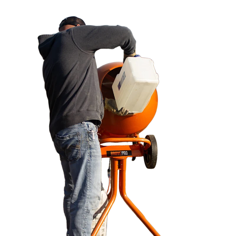Brave portable concrete mixer with 5 cu ft capacity, sturdy steel construction, and versatile design for small construction j