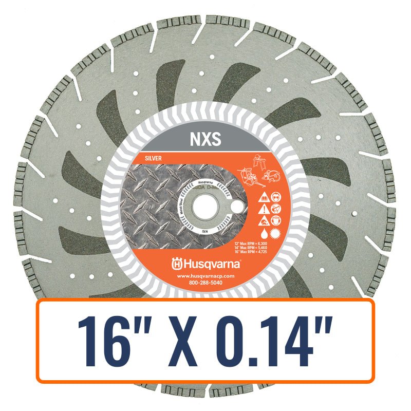 Saw blade to cut metal, featuring Husqvarna's Diamond Saw Blade with cooling holes and a robust, electroplated core for precision cutting.