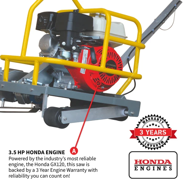 Walk Behind Concrete Saw - Honda GX120, 3.5 HP - 1 3/16" Depth - ꜛ6" Blade