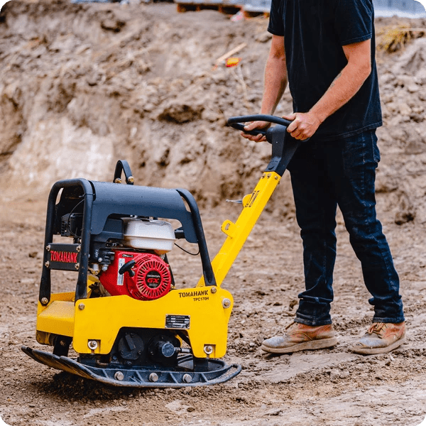 Heavy-duty plate compactor delivering 7,000 lbs/ft² of force