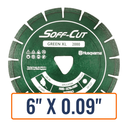 Soff cut blades - Husqvarna Elite Soff-Cut XL diamond saw blade, perfect for cutting hard, non-abrasive green concrete.
