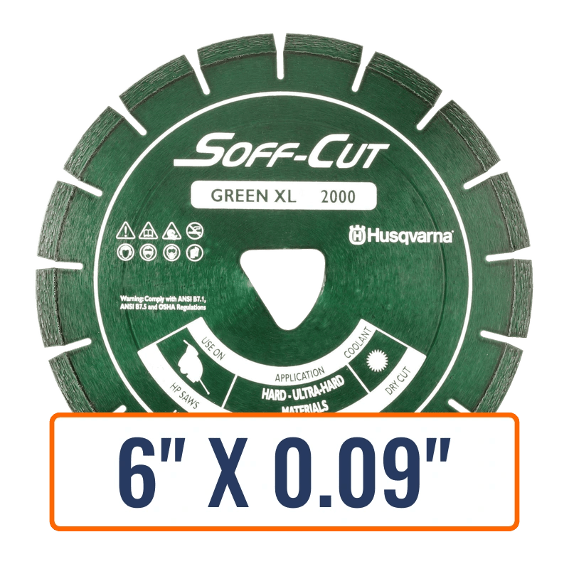 Soff cut blades - Husqvarna Elite Soff-Cut XL diamond saw blade, perfect for cutting hard, non-abrasive green concrete.