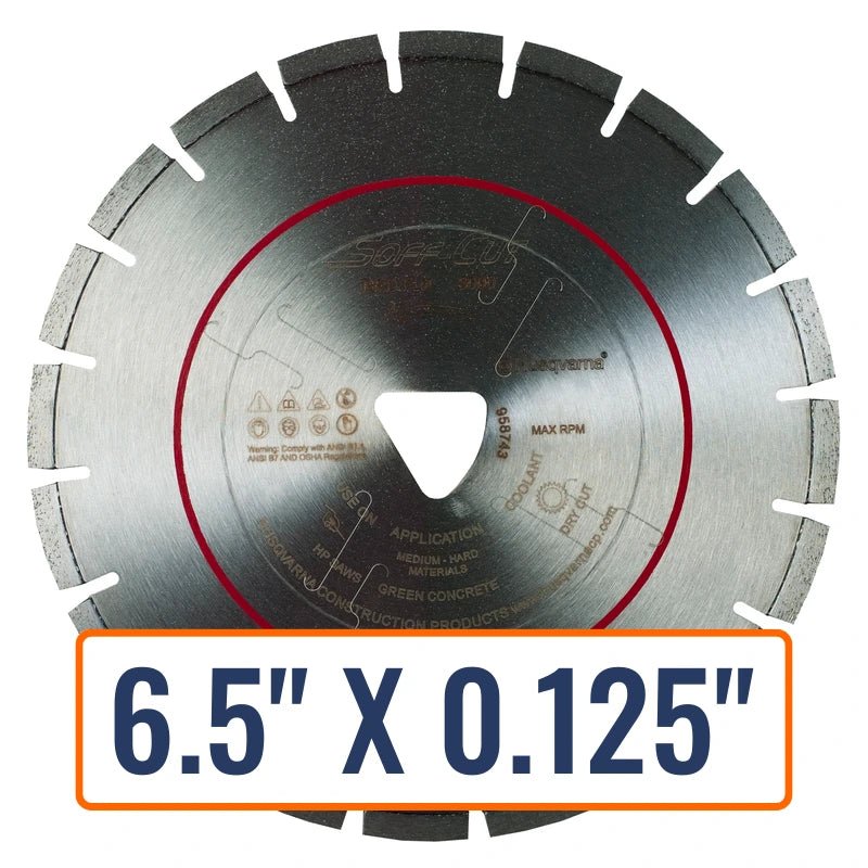 Soft cut concrete saw blades from Husqvarna Excel 3000 Series Red, featuring a unique triangular arbor design for optimal performance.