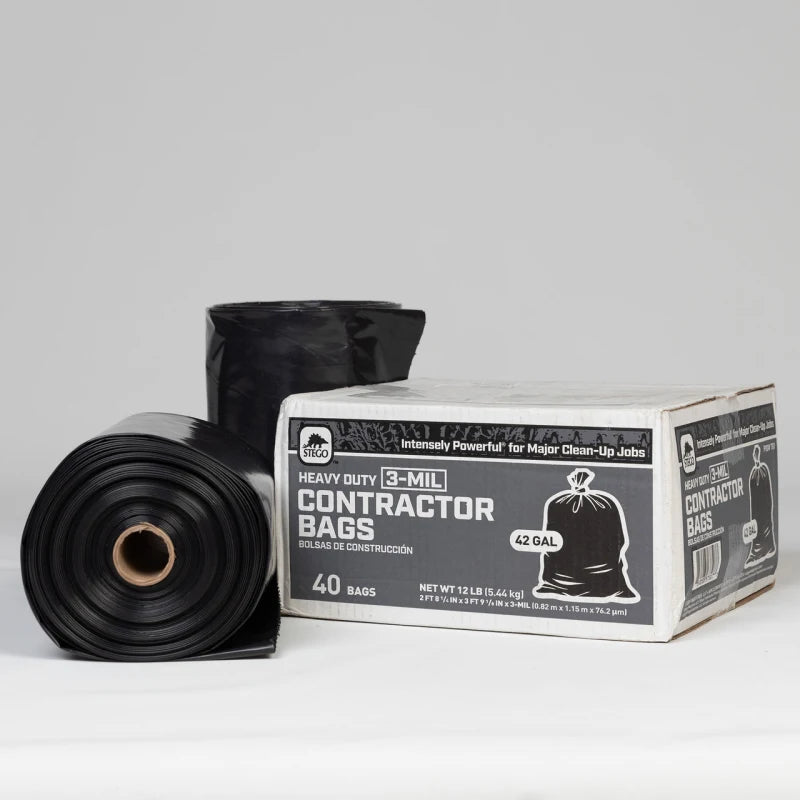 Stego Contractor Bags 2 Rolls X 20 Trash Intensely Powerful™ - Two And Box Angled View