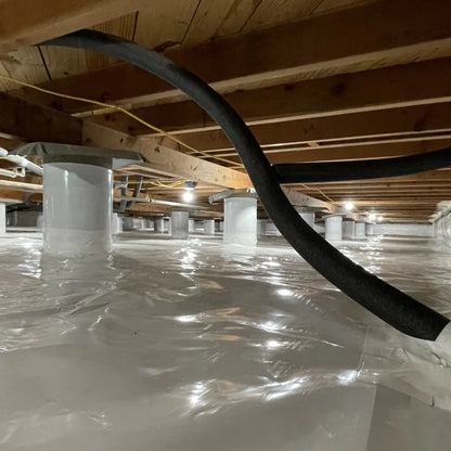 Stegocrawl Vapor Retarder 10-Mil 12' X 100' Crawl Space Barrier Durable Moisture Protection - Finished Project With Columns 1