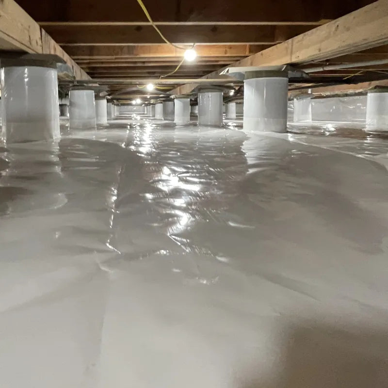 Stegocrawl Vapor Retarder 10-Mil 12' X 100' Crawl Space Barrier Durable Moisture Protection - Finished Project With Columns 2