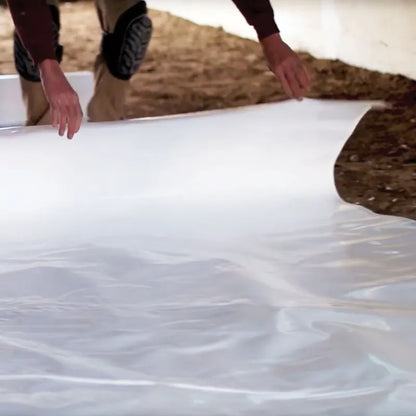 Stegocrawl Vapor Retarder 12' X 100' Crawl Space Barrier 6-Mil Thickness - Working Installation