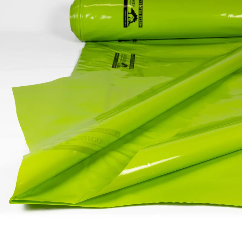 Stegohome 10 Mil Vapor Barrier - Green 12' X 50' Foundation Superior Moisture Protection - Wrap Unrolled Horizontal View