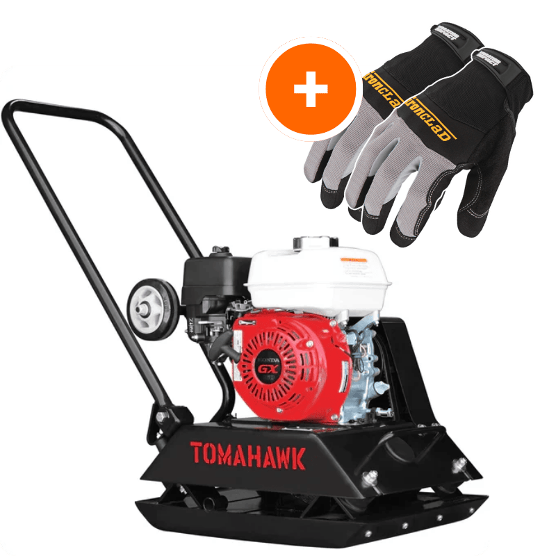 Tomahawk TPC80-H compactor with heavy-duty wheels attached