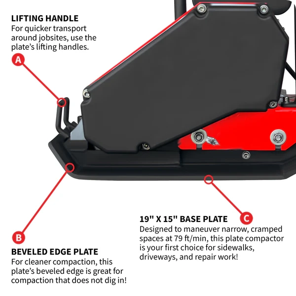 Plate Compactor - Electric - Electric Motor - 2HP - eJXPC50