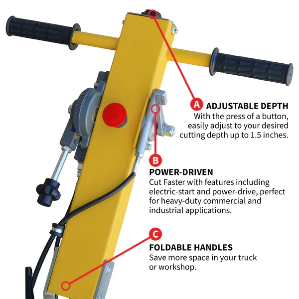 Walk Behind Concrete Saw - Honda GX390, 13 HP - 1.5" Depth - ꜛ10" Blade