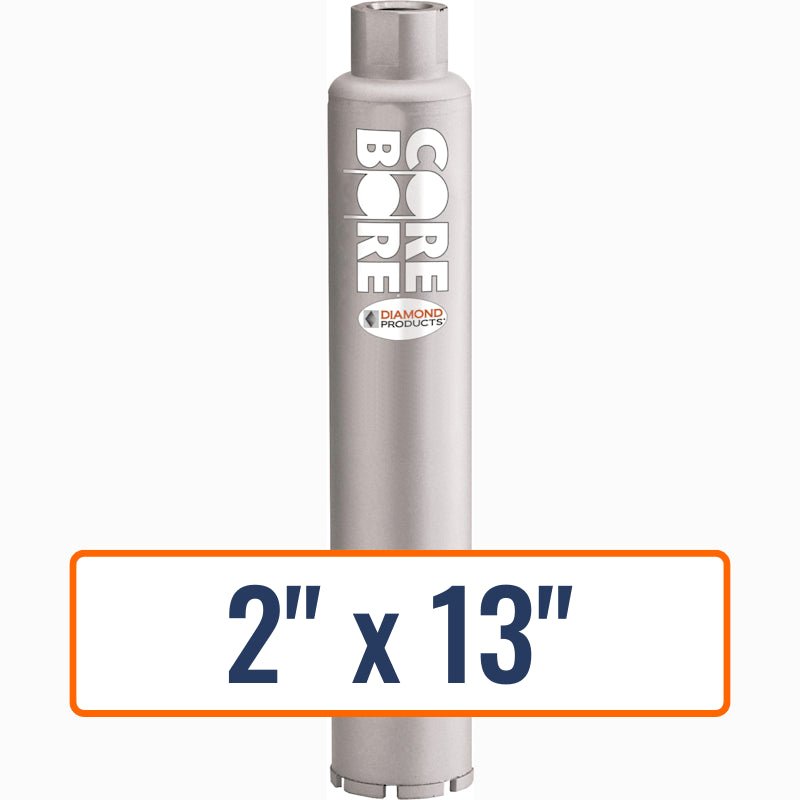 Diamond Products 2" x 13" Wet Professional Core Drill Bit with 1-1/4"-7 Hub for General Concrete, Fast Drilling.